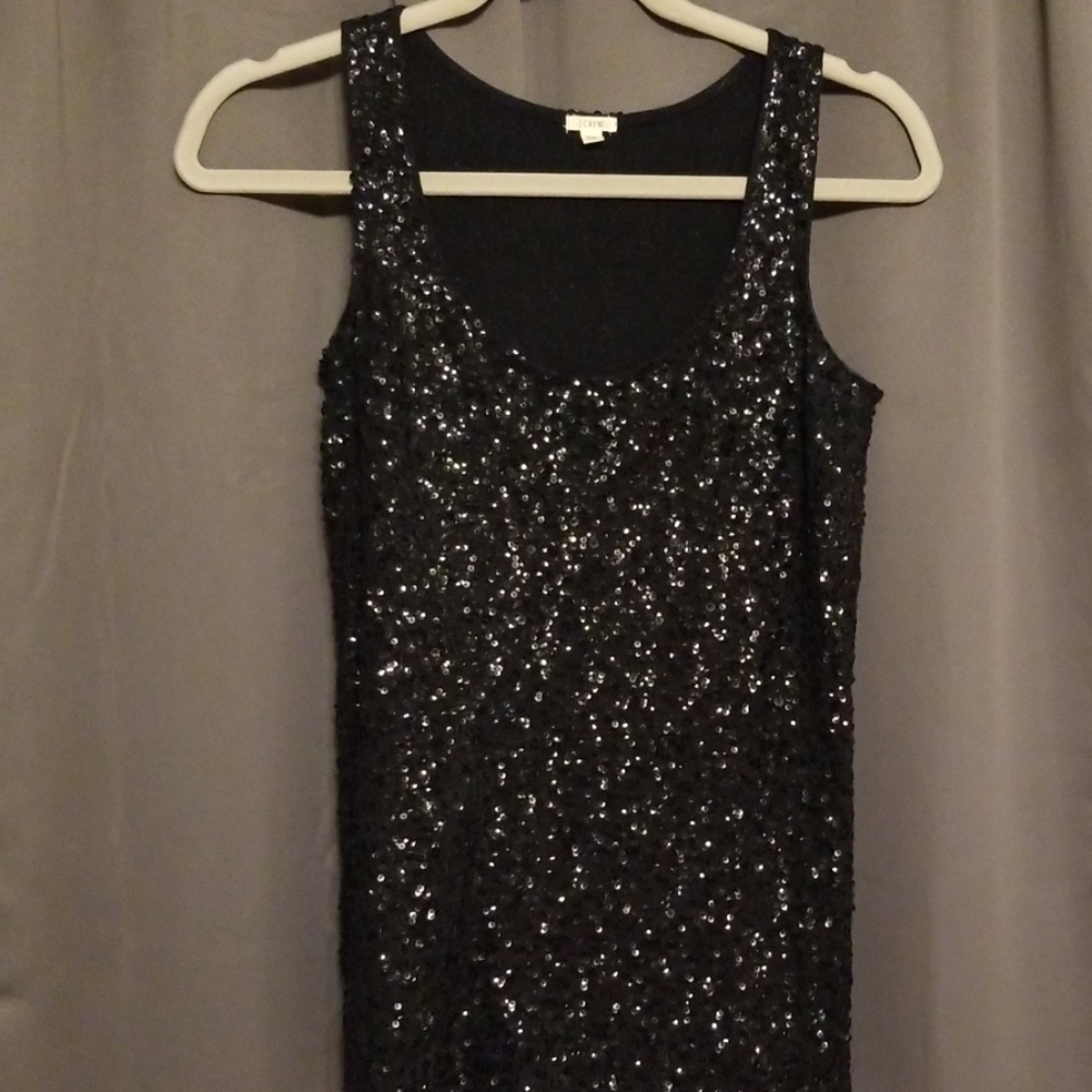 J. Crew black sequined tank top Holiday Bling size XS EUC